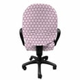 thumbnail image 3 of Abstract Office Chair Slipcover, Rhythmic Geometric Style Motifs Monochromatic Design on Plain Backdrop, Stretch Decorative Fabric Cover, Standard Size, White and Pale Fuchsia, by Ambesonne, 3 of 5