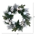 thumbnail image 2 of Nearly Natural Pinecones Berries Christmas PVC Unlit Wreath, with Silver Ornaments 24" (Green), 2 of 4