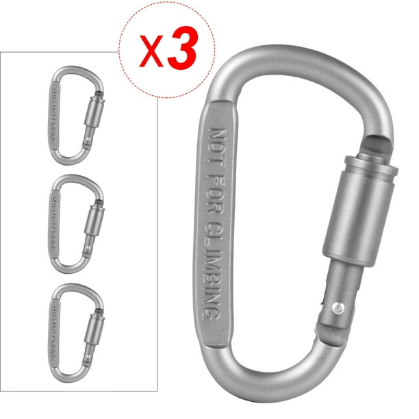 3" Carabiner Clip, 3 pcs Aluminum Alloy Dring Screw Lock Buckle