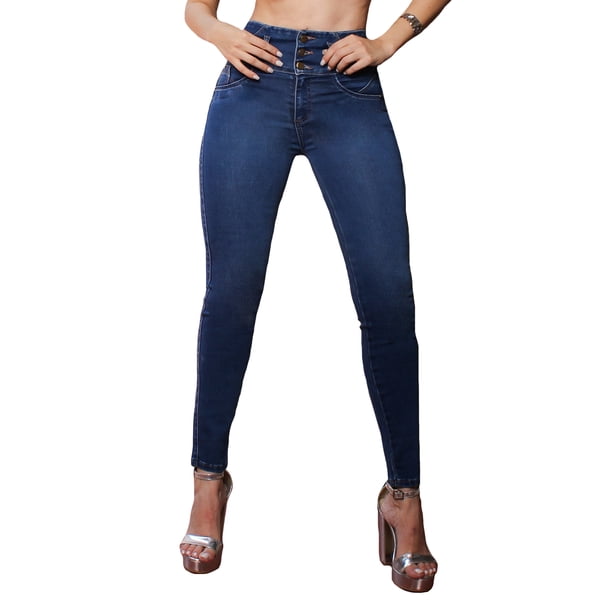 Jeans Mujer Push up Tiro Alto Super Skinny Azul Medio SAVI JEANS