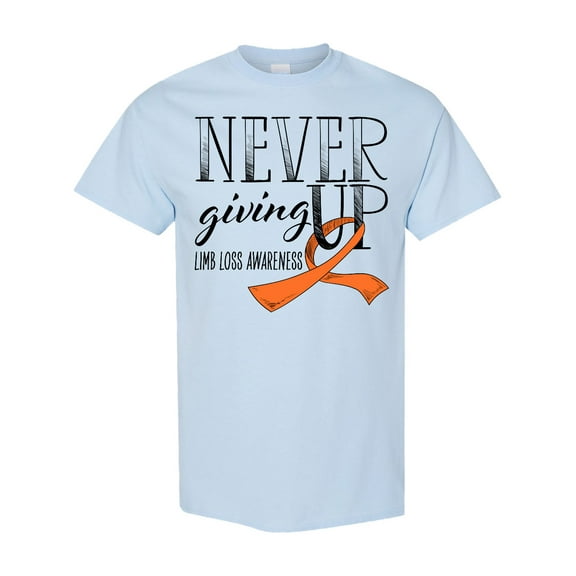 Inktastic Never Giving Up Limb Loss Awareness Orange Ribbon T-Shirt