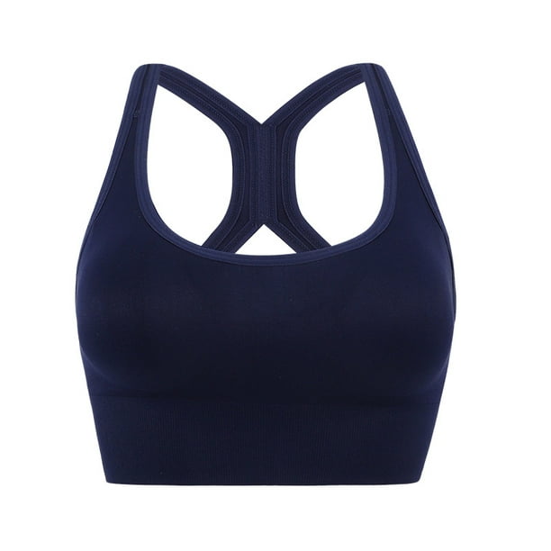 Sports Bra for Women, Criss-Cross Back Padded Strappy Sports Bras Medium  Support Yoga Bra with Removable Cups Blue L 