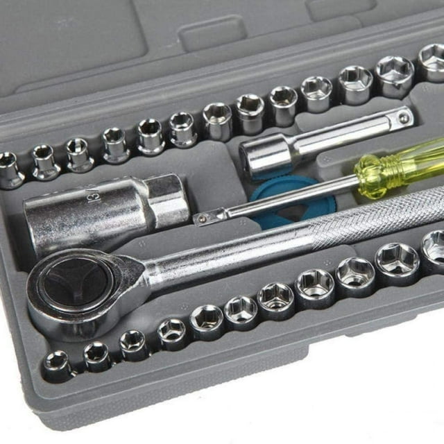 Kit d'Outils Clé 40 en 1 Tournevis & Douille - 1 Pce Manuel pour Réparation Automobile - Kit 40 Manchon de Boîte Ensemble Matériel Auto - Utilisation Multifonction Haute Qualité Chrome Vanadium