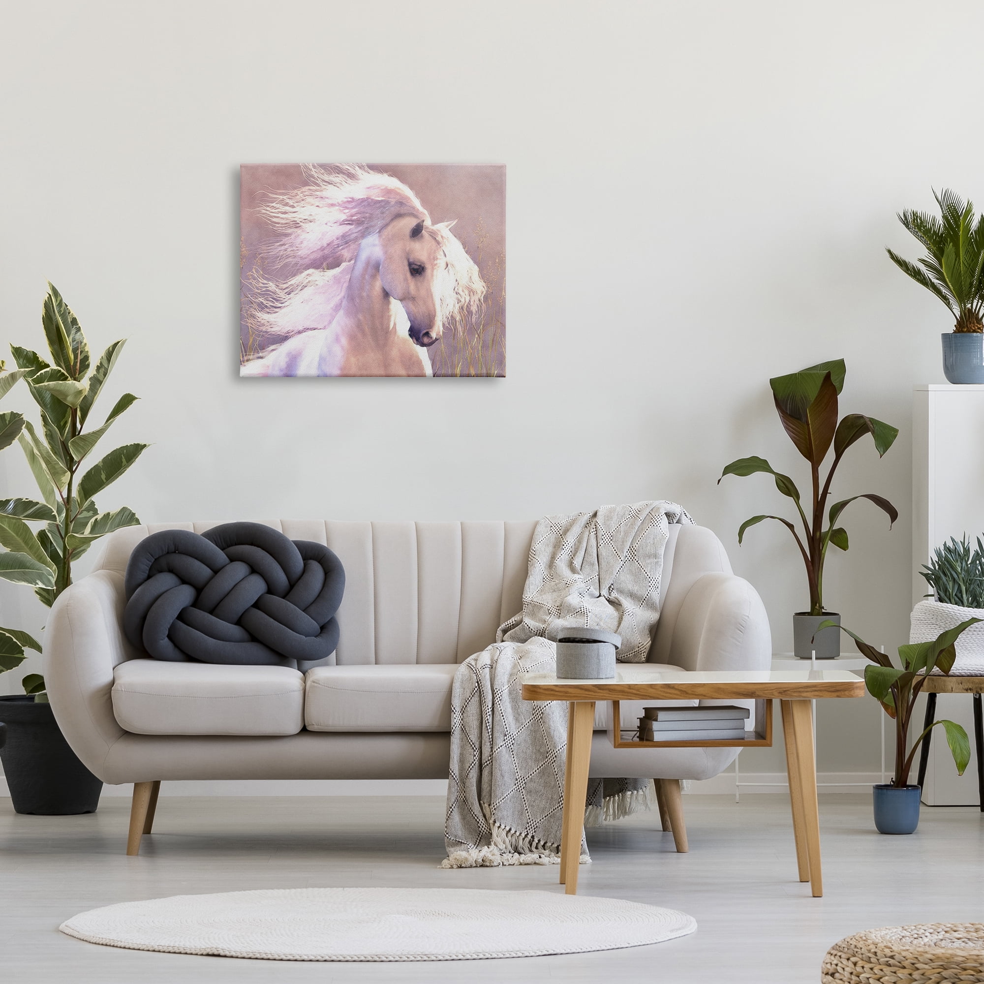 Stupell Industries White Horse in Nature Animals & Insects Painting Gallery Wrapped Canvas Art Print Wall Art, 30 x 24