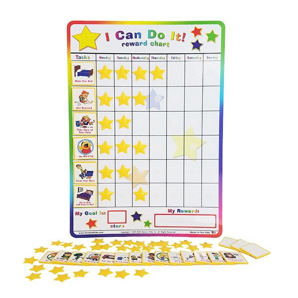 BEDTIME REWARD CHART YELLOW MAGNETIC AVAILABLE WITH FREE PEN & STAR STICKERS 