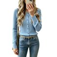 thumbnail image 2 of Women's Cardigan Sweater Button Down Ribbed Knit Long Sleeve Slim Fit Lightweight Cozy Fall Winter Knitwear Tops, 2 of 5