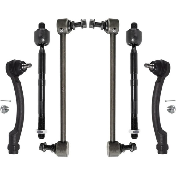 Detroit Axle - Front 6pc Suspension Kit for 14-16 Kia Forte Koup, 14-18 Forte Forte5, 2 Sway Bar Links 4 Tie Rod Ends 2014 2015 2016 2017 2018 Replacement