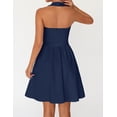 thumbnail image 3 of Merokeety Womens Summer Dresses Halter Neck Ruched Waist A Line Mini Dress Navy xl, 3 of 4
