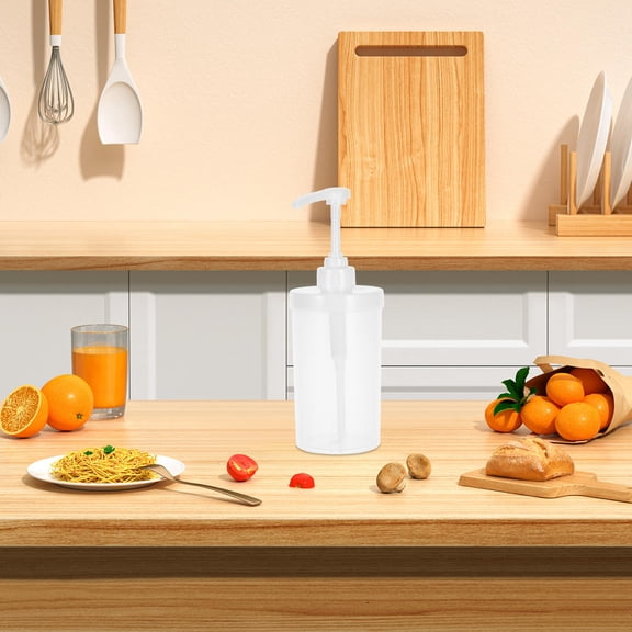 Toyvian Hand Press Syrup Dispenser Bottle in Transparent Plastic for Precise Sauce and Jam Dispensing