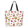 thumbnail image 2 of Bingfone Canvas Tote Bag For Women With Inner Pocket Aesthetic Cute Shopping Tote Bags Reusable Grocery Bags-Fast Food, 2 of 9