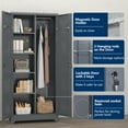 thumbnail image 4 of Marcree Broom Closet with Locking Doors,72.8’’H Cleaning Tool Storage Cabinet with Hanging Rod & Hooks,Heavy-Duty Tool Garage Storage Cabinet for Utility Room,Grey, 4 of 8