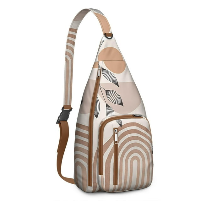 Retro Tribal Shoulder Bag - Multi-Pocket Sling Pack for Commuting & Travel