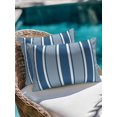 thumbnail image 4 of Outdoor Pillows Waterproof, Blue Stripe Bedding Throw Pillows with Insert for Couch Sofa Bed, Boho Striped Modern Minimalist Geometric Lines 12x20 Inch Pillowcases Decorative Patio Pillow Set of 1, 4 of 8