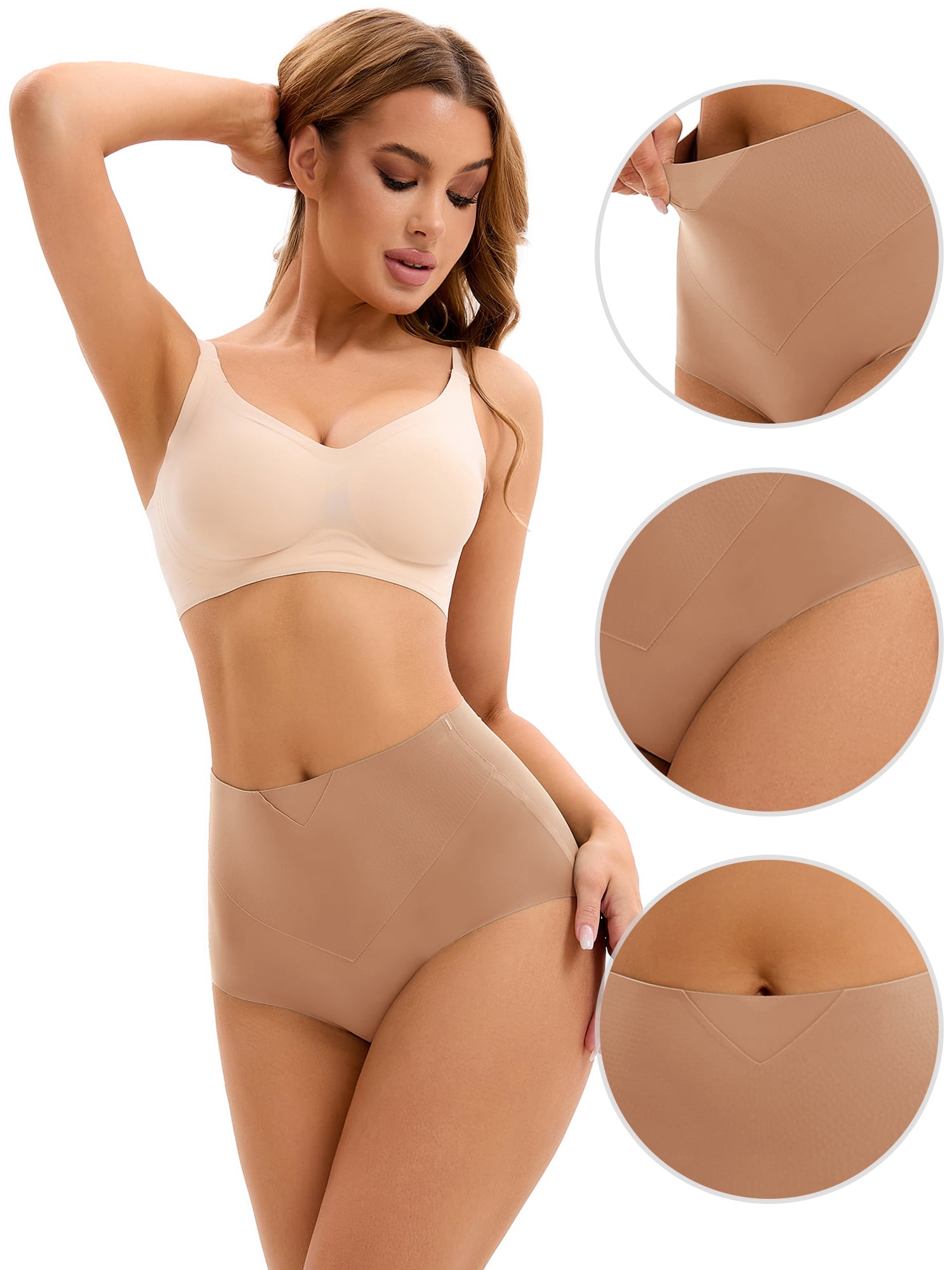 DARING DIVA Women's High Waist Briefs Flatten Stomach Shapewear Panties XL Orange