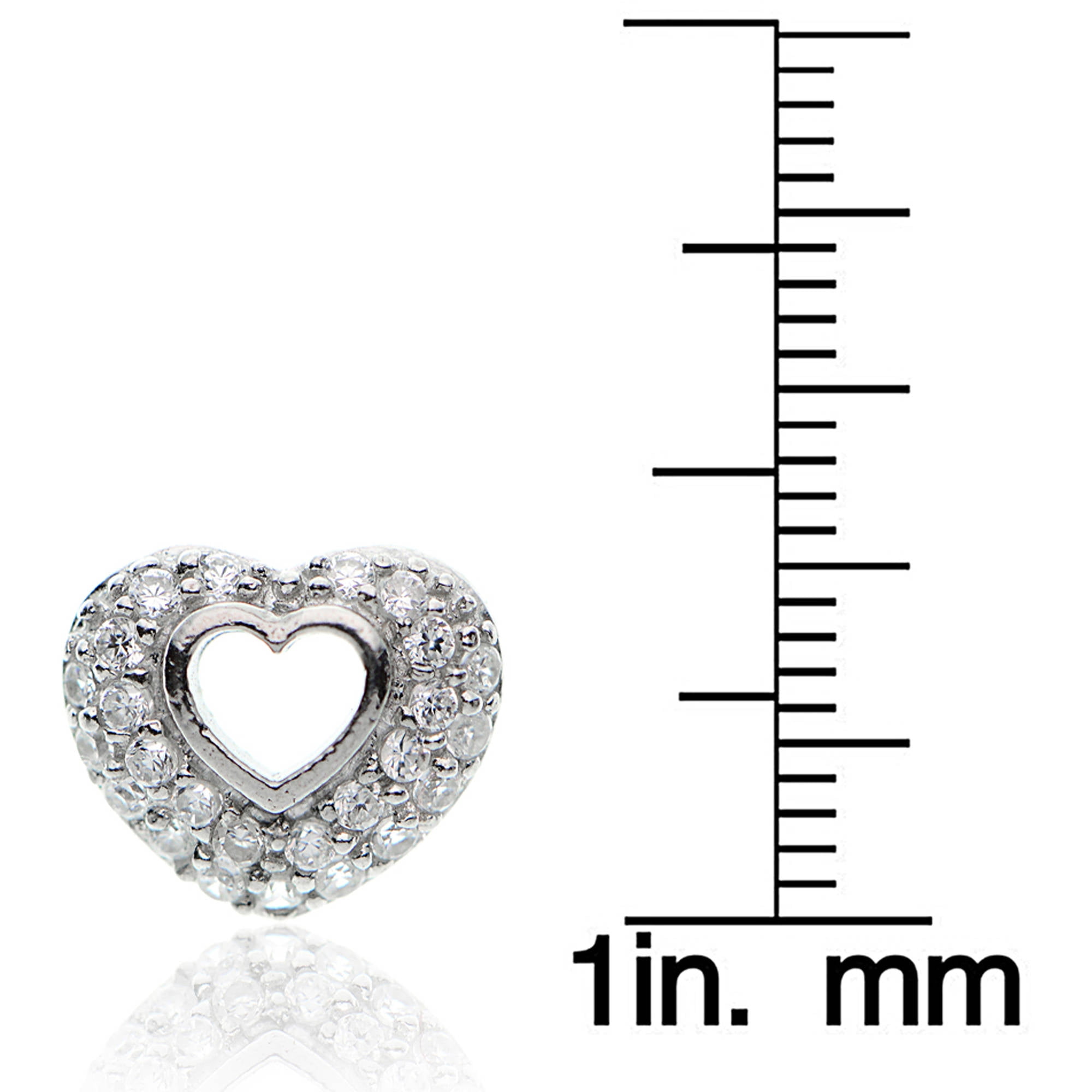 CZ Sterling Silver Open-Heart Stud Earrings