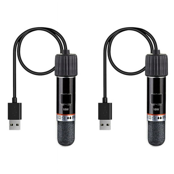 2X USB Mini Aquarium Heating Rod for Fish Tank 26°C Constant Temperature Heater Submersible Thermostat 10W