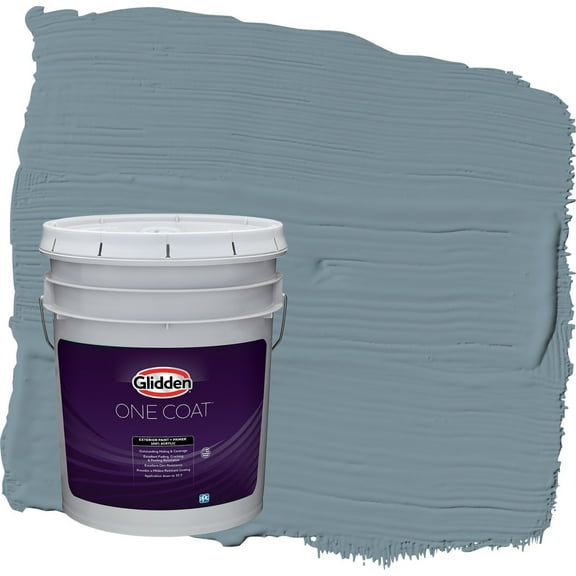 Glidden One Coat Chalky Blue / Blue Satin Exterior Paint with Primer, 5 Gallon