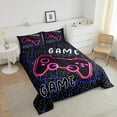 thumbnail image 4 of Erosebridal Neon Hot Pink Gamepad Bedding Queen Comforter Set, Geometric Circuit Board Down Comforter, Reversible 3 Pieces, 4 of 8