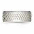 thumbnail image 3 of White Stainless Steel Ring Band Wedding Ridged Polished with Brushed center Edge diamond-cut, 3 of 6