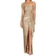 thumbnail image 1 of Vestidos de invitada de boda Prolriy para mujer, vestido de lentejuelas plisado con abertura en la cintura y un hombro anudado, vestidos largos para mujer 2024, vestidos de mujer color caqui S, 1 of 6