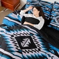 thumbnail image 4 of Homewish Rustic Westren Aztec 7-Piece Twin Bedding Sets,Retro Boho Tribal Bedding Comforter Set,Blue Black White Sheet Sets For Men Women,Breathable Home Decor Reversible, 4 of 8