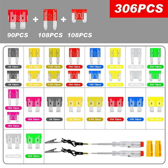 Comprehensive Car Fuses Assortment Kit 306Pcs For Convenient Replacement Fangkenuo
