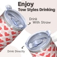 thumbnail image 4 of 20oz Textured Stainless Steel Tumbler with Handle, Geometric Pattern Double Wall Insulated Travel Mug, Leak Proof with Straw, 4 of 5