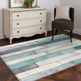 thumbnail image 4 of Turquoise Grey Wooden Large Area Rugs for Bedroom Living Room, Soft Non Slip Carpet Bedside Rug, Farmhouse Teal Wood Rectangular Floor Cover Kitchen Accent Rug 2.7'x5' for Dining Room/Office, 4 of 9