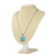 Linen Necklace Jewelry Display Bust Stand - Freestanding Pendant Chain Chokers Lockets Holder Storage Organizer Figure, 11 inch (Beige)
