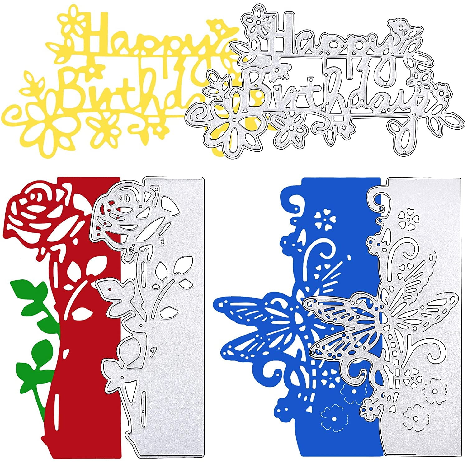 Cake Edger Metal Die Cut Stencil Celebration Birthday Floral Craft Cutting Dies