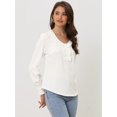 thumbnail image 3 of Blusa Informal Allegra K con Cuello En V y Volantes para Mujer blanco XS, 3 of 6