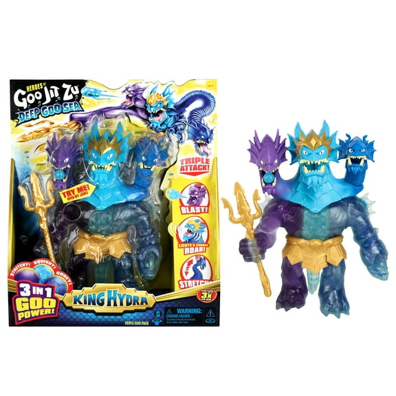 Heroes of Goo Jit Zu 9.5 inch King Hydra Figure with Triple Attack 3 in 1 Goo Power, Ages 4 