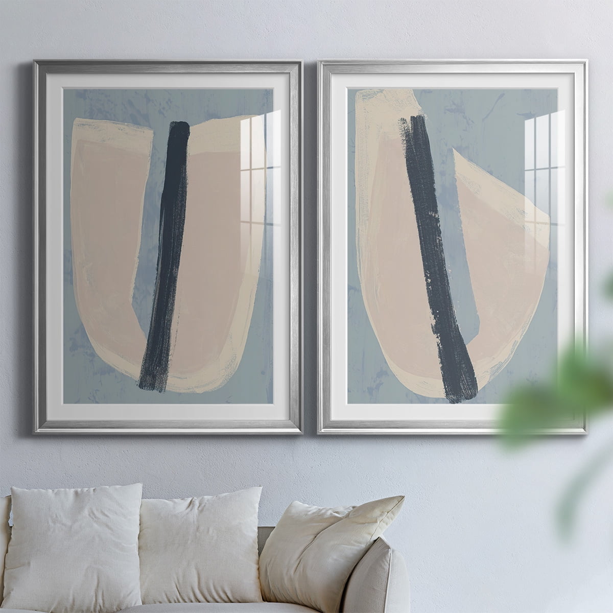 Wexford Home Paper Slice I Premium Framed Print, 26.5" x 36.5" - Ready to Hang, Silver (Set of 2)