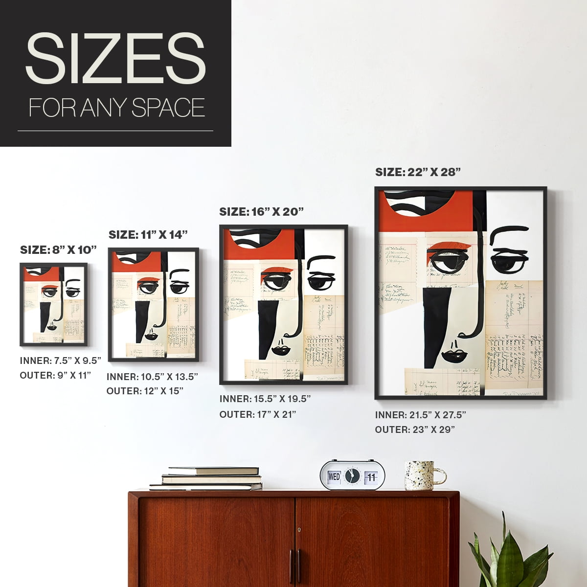 Faces of A Century III in Paper Solid Wood 8 x 10 Framed Print