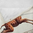 thumbnail image 4 of Ambesonne Basketball Fleece Throw Blanket Humor Funny Giraffe Dunk 70"x90" Cinnamon Off White Green, 4 of 5