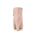 thumbnail image 2 of BLISSFUL STEP Women's Side Zip Low Platform Block Heel Ankle Booties Dust Pink 8, 2 of 7