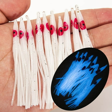 10Pcs 8cm Fishing luminous luya bait Needle shape octopus Squid soft bait