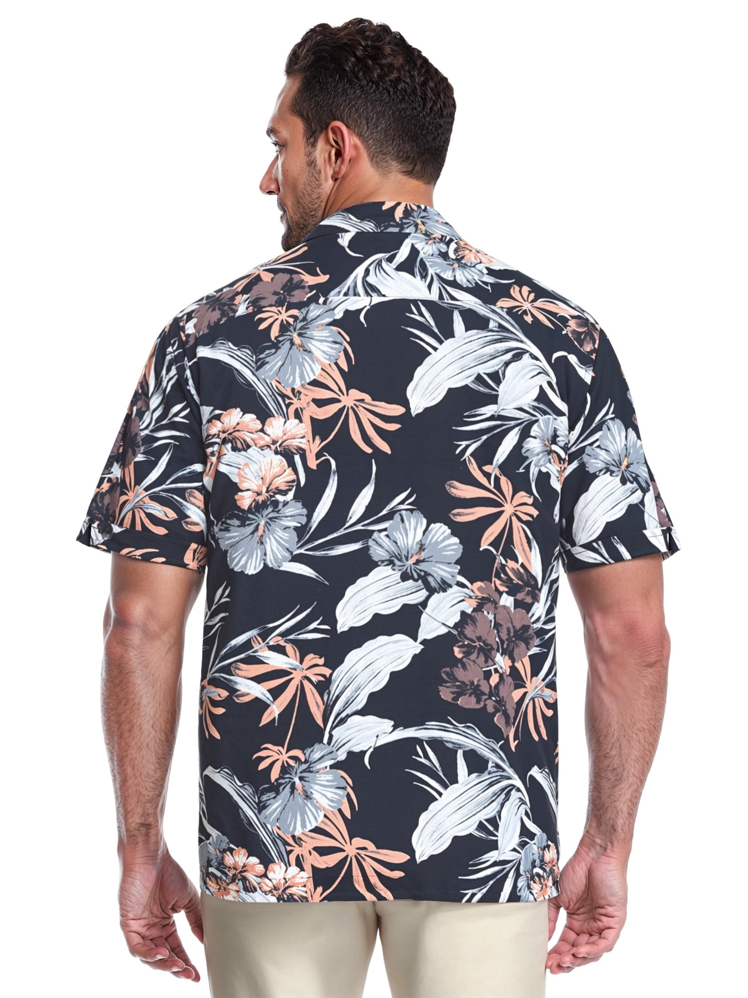 Café Luna Men's and Big Men's All-Over Floral Print Short Sleeve Woven Shirt, Sizes S-4X