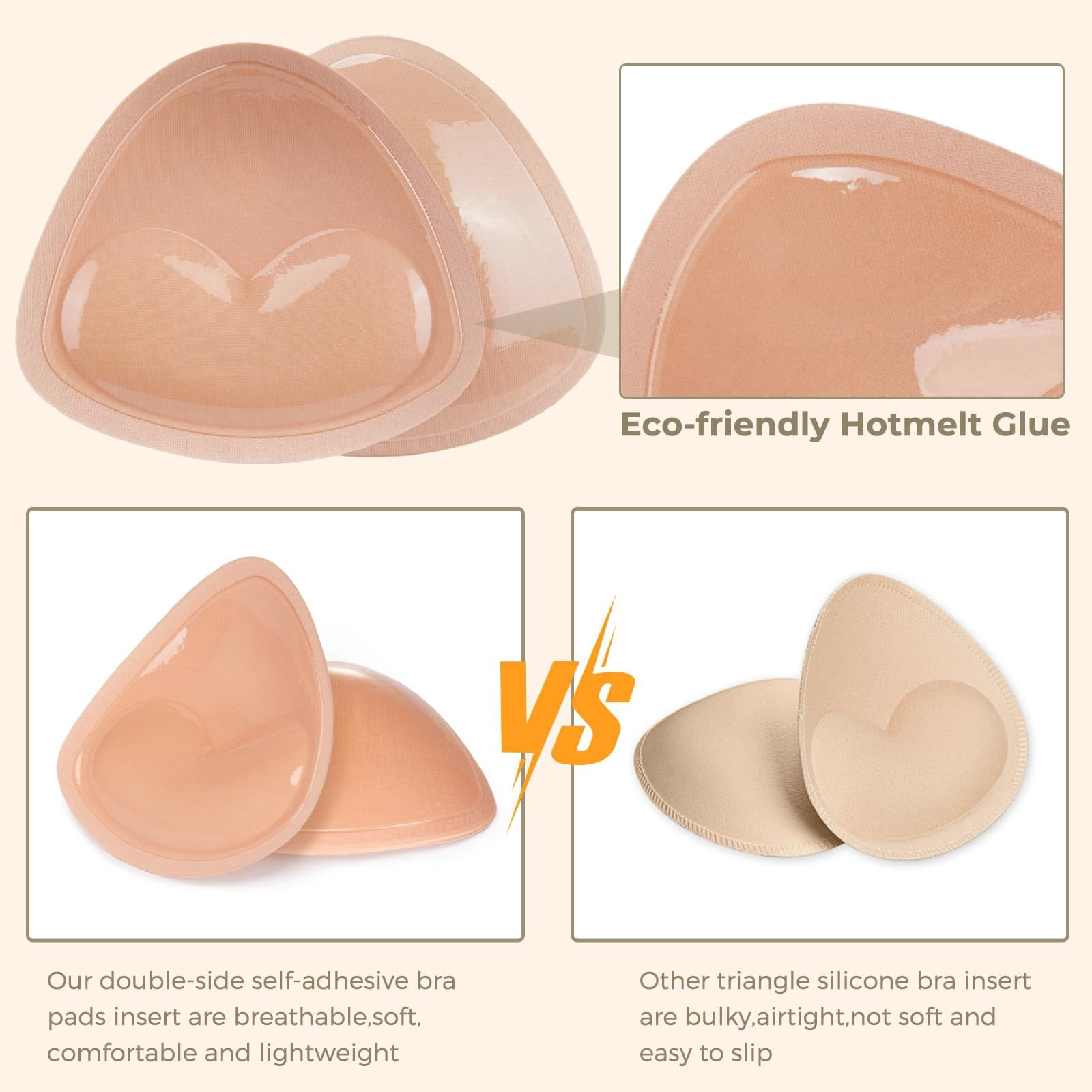 Inserts De Soutien-gorge Adhésifs Push-up En Silicone - Coussinets Auto-rembourrés Pour Petite Poitrine, Double Face - 3