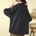 thumbnail image 7 of Women's Hooded Short Jacket Top Shirt Long Sleeve Solid Color Casual Loose Fit Lightweight Outerwear for Spring Fall | CSEONE,Black XL, 7 of 7