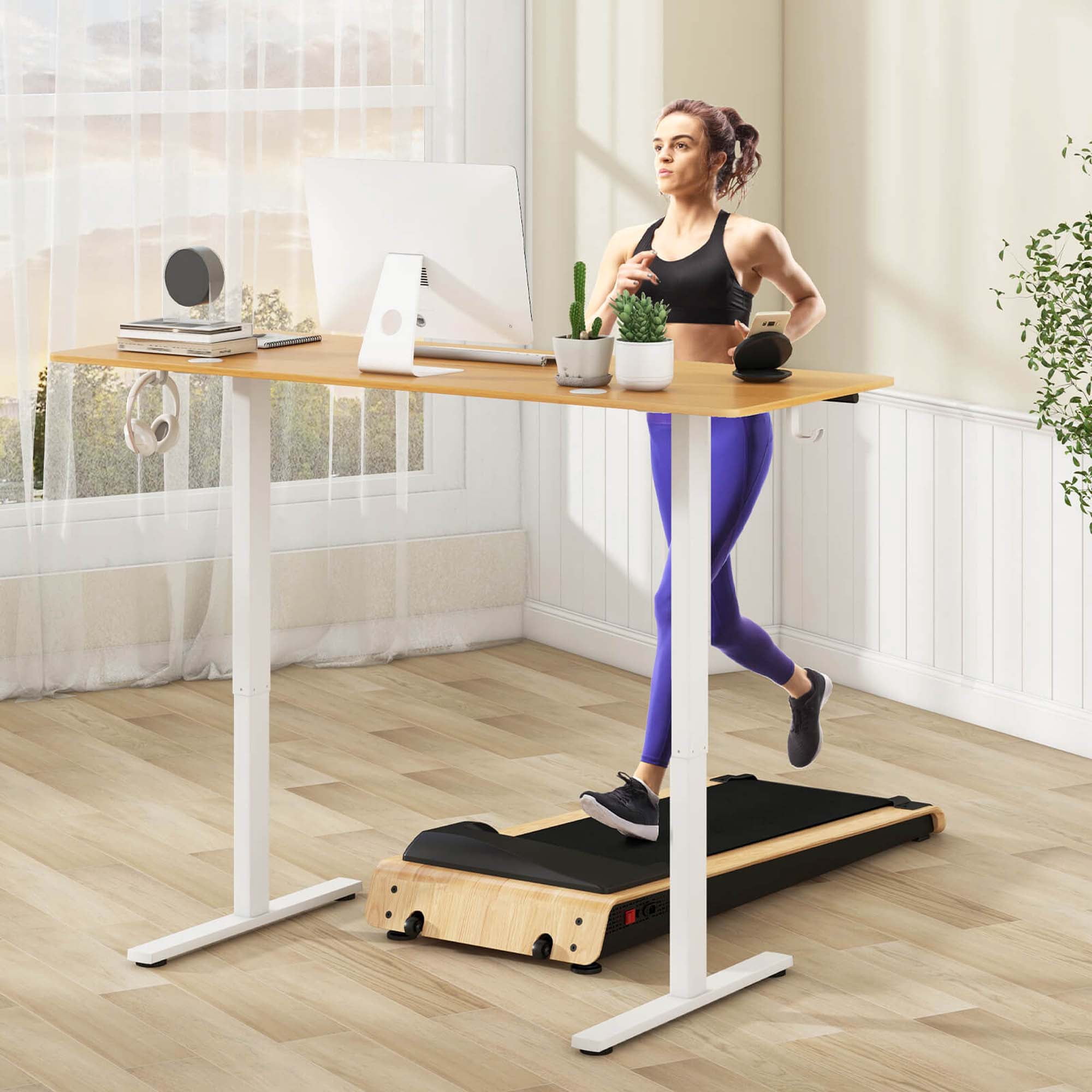 Costway 63 x 24 Inch Sit Stand Desk Height Adjustable Electric Standing Desk Natural