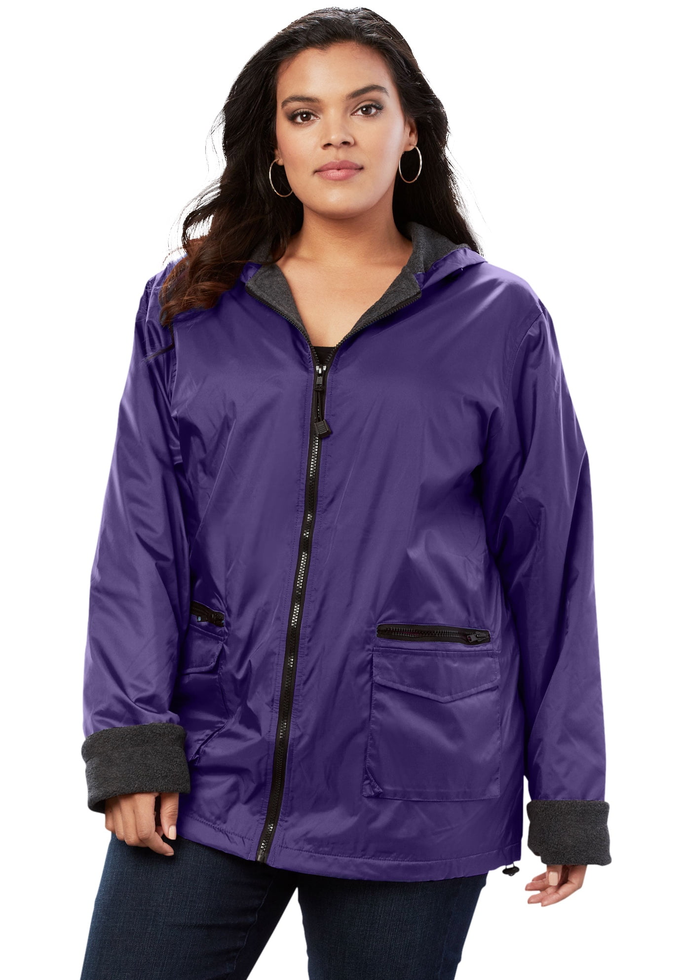Roaman's Roaman's Women's Plus Size Hooded Jacket With Fleece Lining