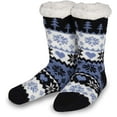 thumbnail image 3 of Gilbins Winter-Weight Thermal Thick Knit Fleece-Lined Cozy Sherpa Lined Fuzzy Slipper Socks With Grippers (Reindeer Snowflakes 3 Pack), 3 of 4