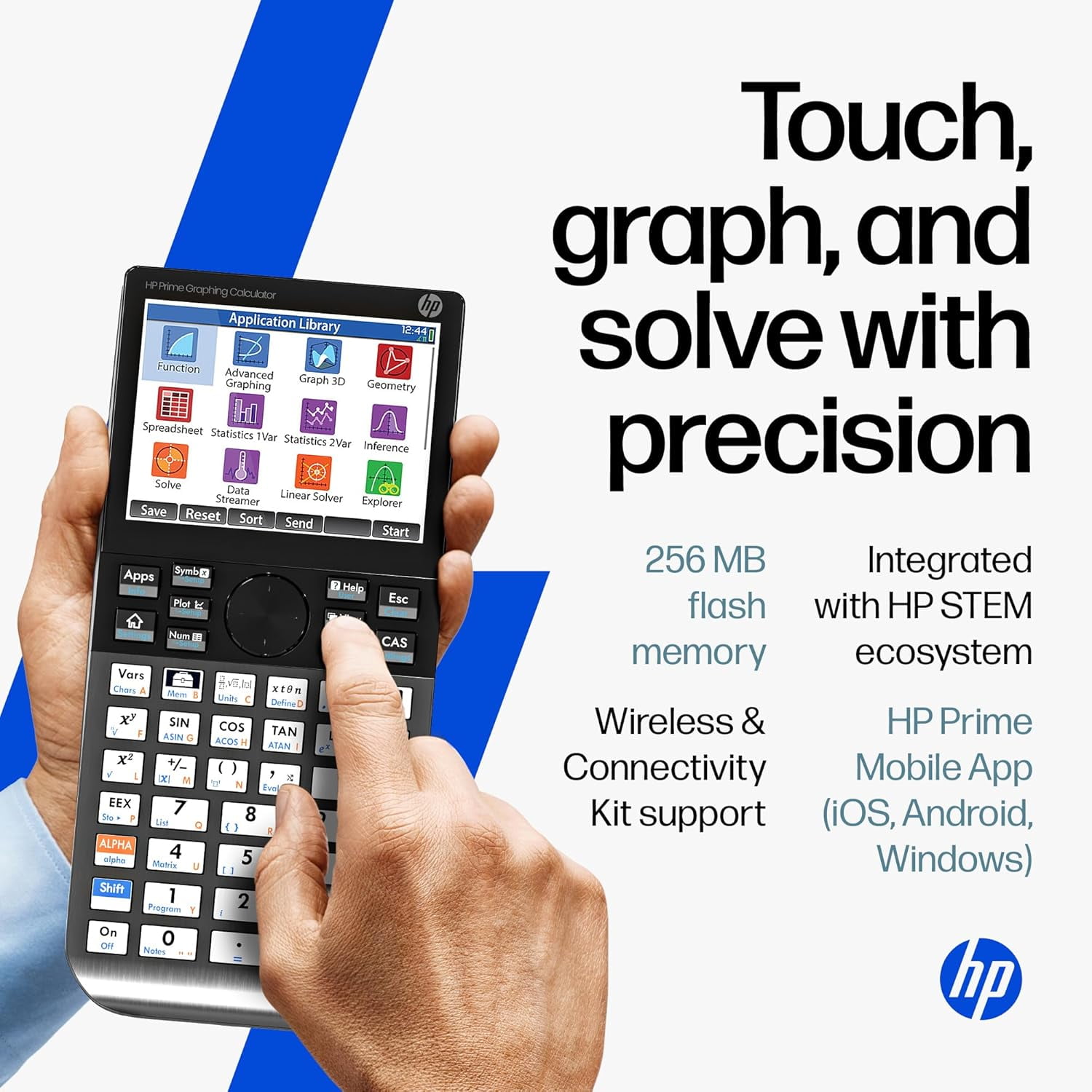 HP Prime Graphing Calculator, 3.5" Multi-Touch Color Display, CAS, Exam Approved SAT/AP/IB, Scientific Calculator, Programmable, 256MB
