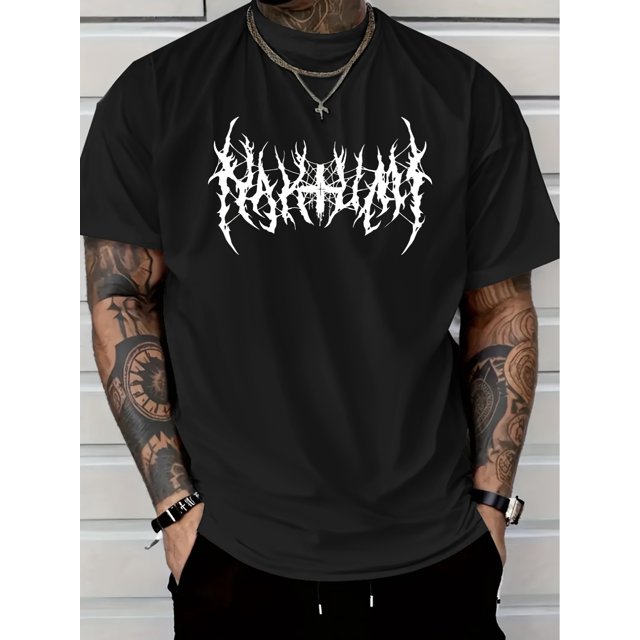 Men's Gothic Cross Print T-Shirt - Summer Casual, Geometric Design, Soft & Stretchy Fabric, Available in Black, Navy, Burgundy, Red, Green, Blue, Gray