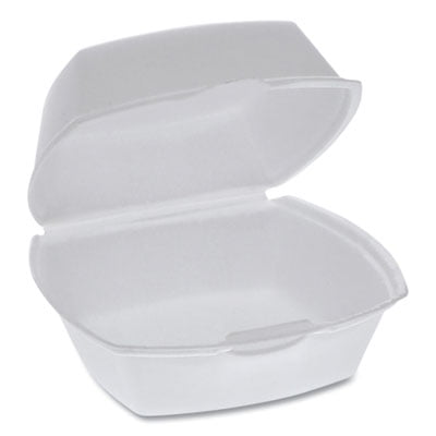 1Pc Pactiv Foam Hinged Lid Containers, Single Tab Lock, 5.13 x 5.13 x 2.5, White, 500/Carton (YTH100790000)G7