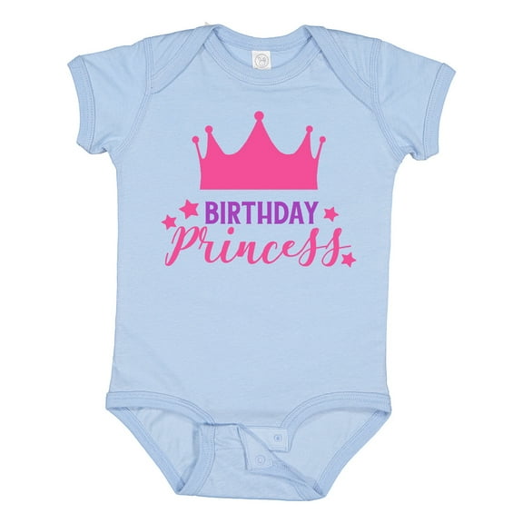 Inktastic Birthday Princess, Crown, Stars - Pink Purple Girls Baby Bodysuit