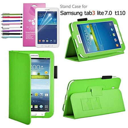 Samsung Galaxy Tab 3 Cased EpicGadget(TM) Samsung Galaxy Tab 3 Lite 7.0 Luxury Auto Sleep/Wake Folio PU Leather Case Cover for SM-T110 and SM-T111 3G 7