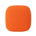 thumbnail image 3 of Benjara BM326927 21 in. Alen Knitted Pouf with Handwoven Cube, Orange Cotton, 3 of 5