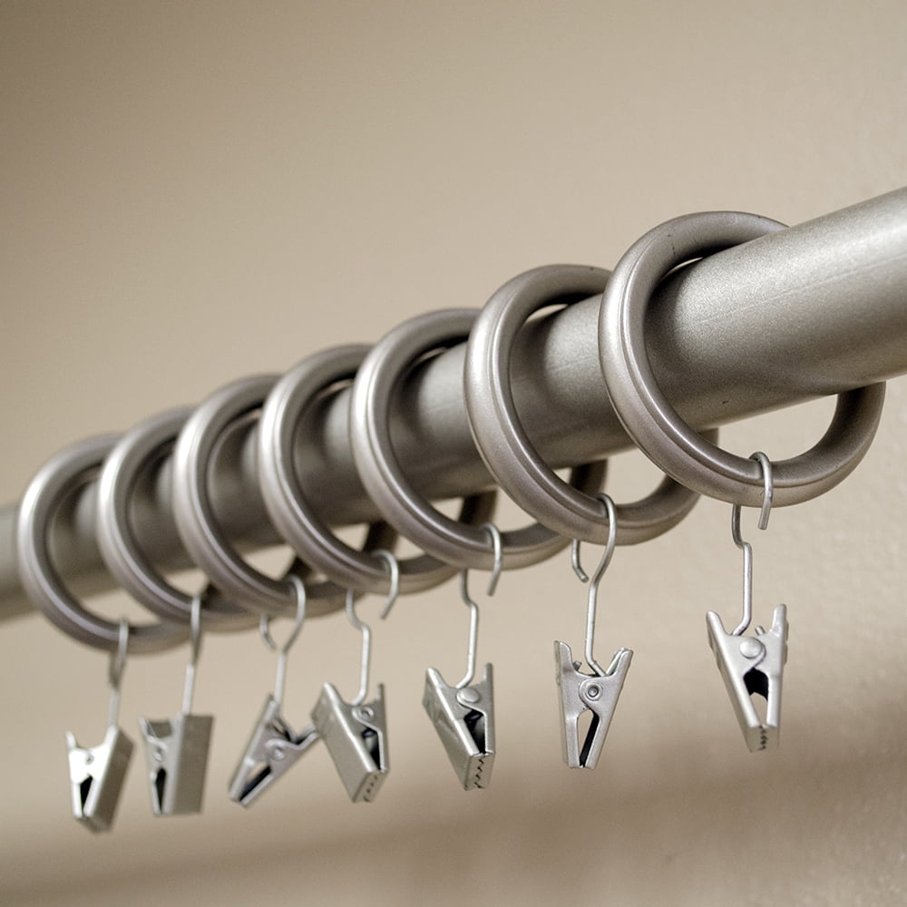 Lumino 1" Brushed Nickel Curtain Clip Rings (7 pack)